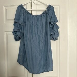 Ruffled denim dress